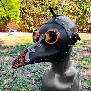 Halloween Steampunk White RED Goggles Plague Doctor Halloween Party Mask